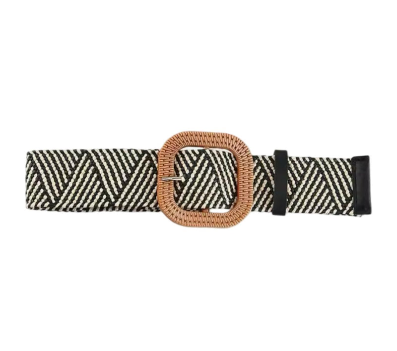Cinturón Cuadrado Beige y Negro