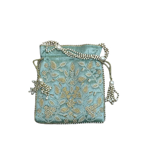 Bolso Perla Hojitas verde agua