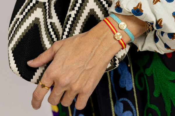 Pulsera Medalla Virgen de las Mercedes Turquesa