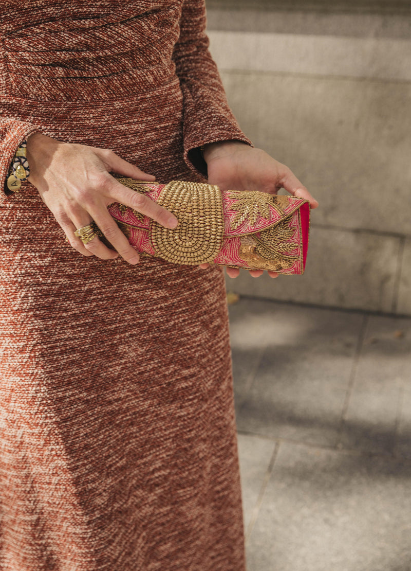 Bolso yute joya rojo