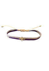 Pulsera tela estrella lila