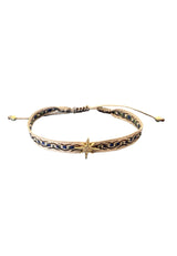 Pulsera tela estrella beige/azul