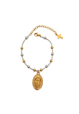 Pulsera Virgen Medalla Milagrosa Bolitas oro/plata