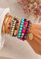 Pulsera Virgen Medalla Milagrosa Bolitas oro/plata