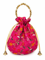 Bolso Potli Flores fucsia