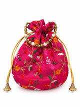 Bolso Potli Flores fucsia