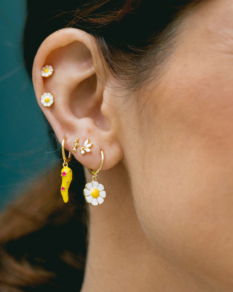 Pendientes tres pétalos coral