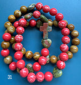 Rosario Collar 3 Vueltas Piedras Naturales hecho a mano