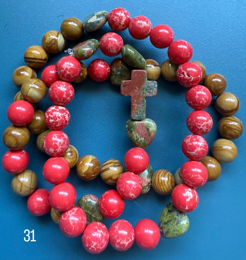 Rosario Collar 3 Vueltas Piedras Naturales hecho a mano