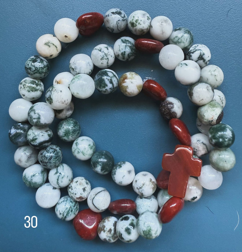 Rosario Collar 3 Vueltas Piedras Naturales hecho a mano