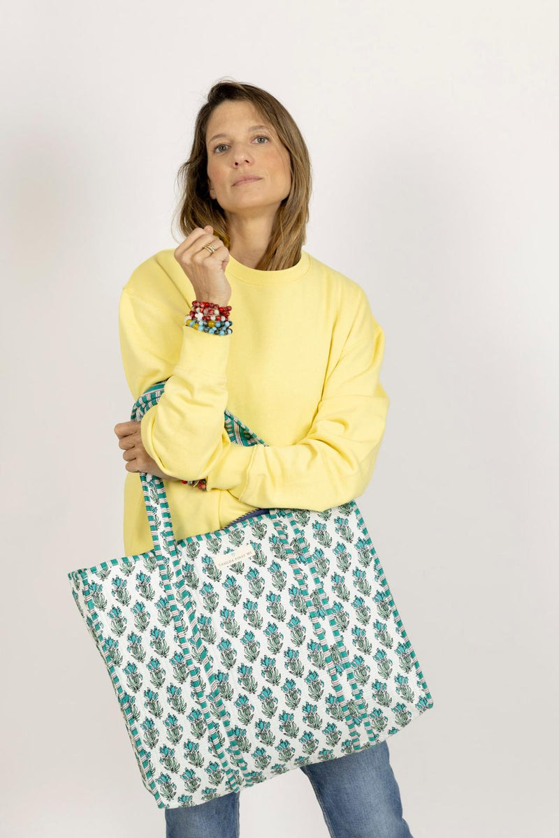 Bolso Tote Bag Azul y Blanco