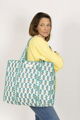 Bolso Tote Bag Azul y Blanco