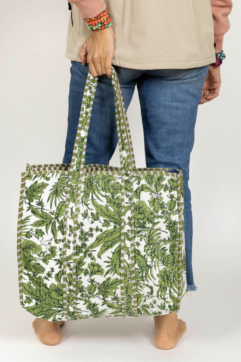 Bolso Tote Bag Verde Hojas