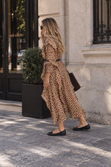 Vestido hojas marrón