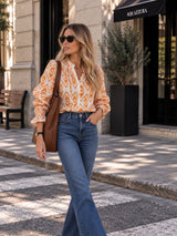 Camisa estampada mostaza