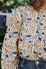 Camisa estampada azul/marrón