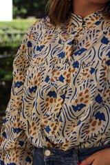 Camisa estampada azul/marrón