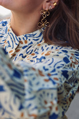 Camisa estampada azul/marrón