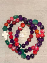 Rosario pulsera collar piedra plana