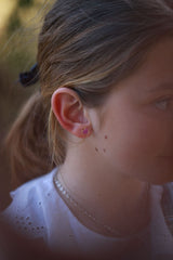 Pendientes corazón rosa