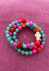 Rosario pulsera collar piedra plana