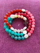 Rosario pulsera collar piedra plana