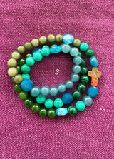 Rosario pulsera collar piedra plana