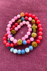 Rosario pulsera collar piedra plana