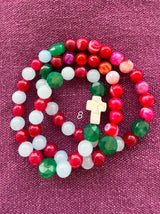 Rosario pulsera collar piedra plana