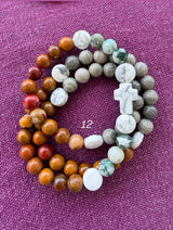 Rosario pulsera collar piedra plana