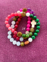 Rosario pulsera collar piedra plana