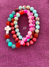 Rosario pulsera collar piedra plana