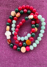 Rosario pulsera collar piedra plana