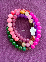 Rosario pulsera collar piedra plana