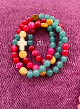 Rosario pulsera collar piedra plana