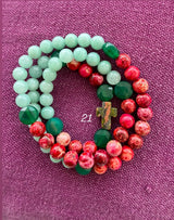 Rosario pulsera collar piedra plana