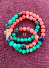 Rosario pulsera collar piedra plana