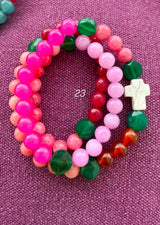 Rosario pulsera collar piedra plana