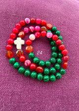 Rosario pulsera collar piedra plana
