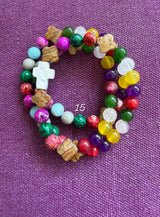 Rosario pulsera collar piedra plana