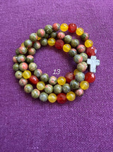 Rosario pulsera collar piedra plana