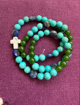 Rosario pulsera collar piedra plana