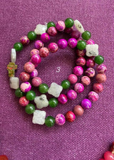 Rosario pulsera collar piedra plana
