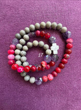 Rosario pulsera collar piedra plana