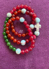 Rosario pulsera collar piedra redonda