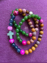 Rosario pulsera collar piedra redonda