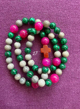 Rosario pulsera collar piedra redonda