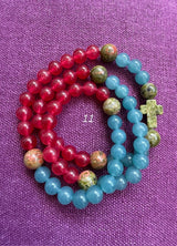 Rosario pulsera collar piedra redonda