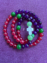 Rosario pulsera collar piedra redonda