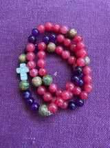 Rosario pulsera collar piedra redonda